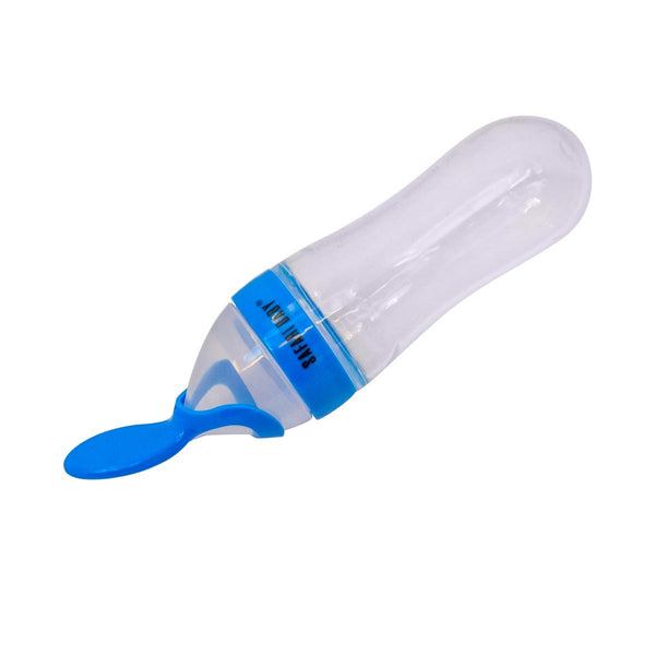 Safari Silicone Bottle With Spoon - 90 ml - Blue