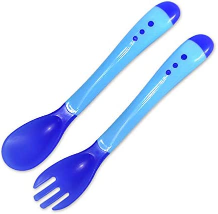 Safari Baby Color Changing Feeding Spoon & Fork | 2 Pcs | Blue