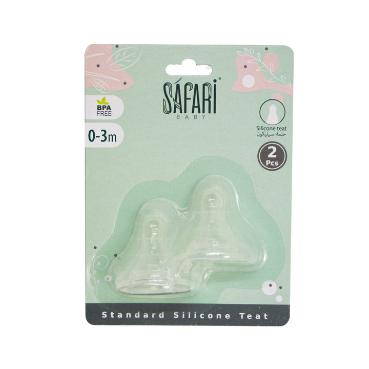 Safari Baby Standard Slow Flow Nipple | 0-3 Months | 2 Pieces