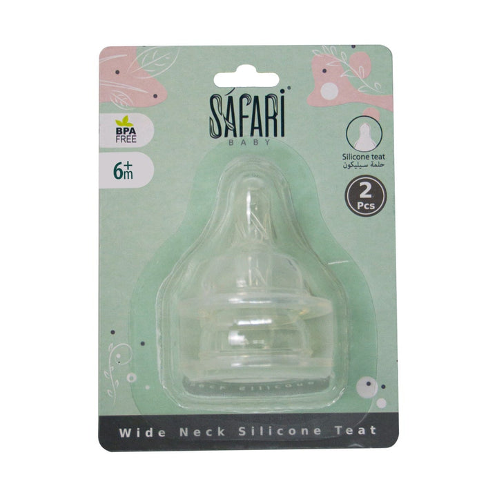 Safari Baby Wide Neck Fast Flow Nipple | +6 Months | 2 Pieces