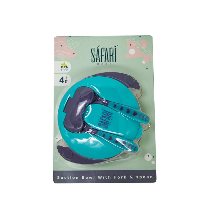 Safari Baby Dividable Bowl with Spoon & Fork | Blue