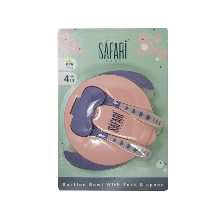 Safari Baby Dividable Bowl with Spoon & Fork | Pink