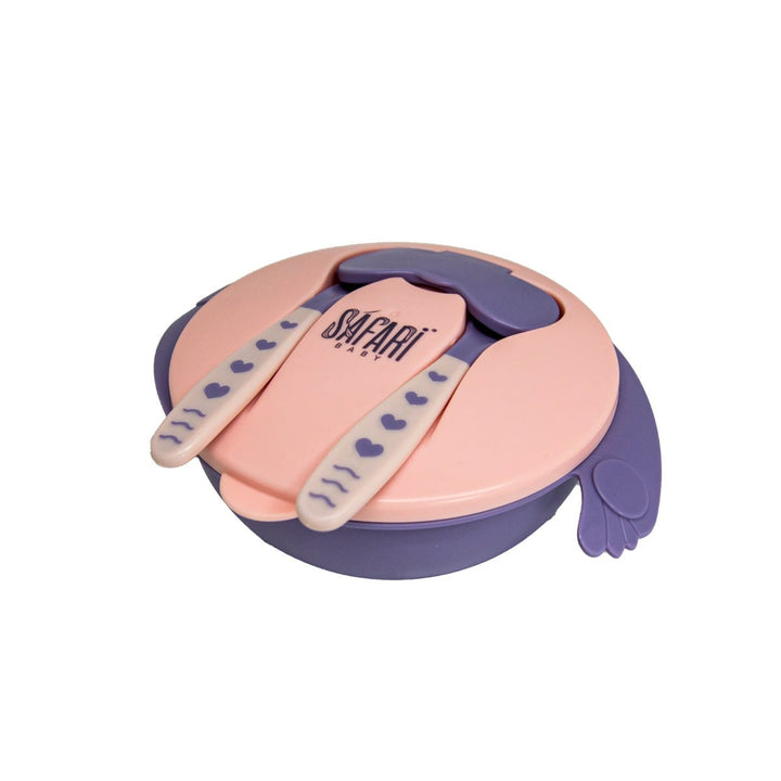 Safari Baby Dividable Bowl with Spoon & Fork | Pink