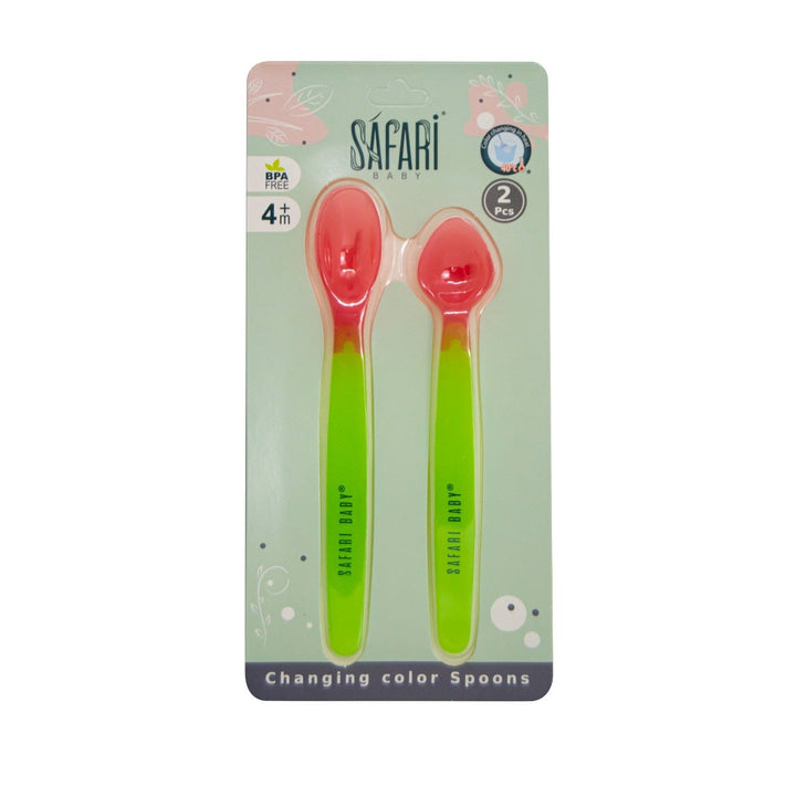 Safari Baby Color Changing Spoon Set | Green | 2 Pieces