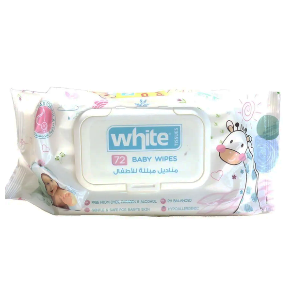 White Baby Wipes - 72 Wipes