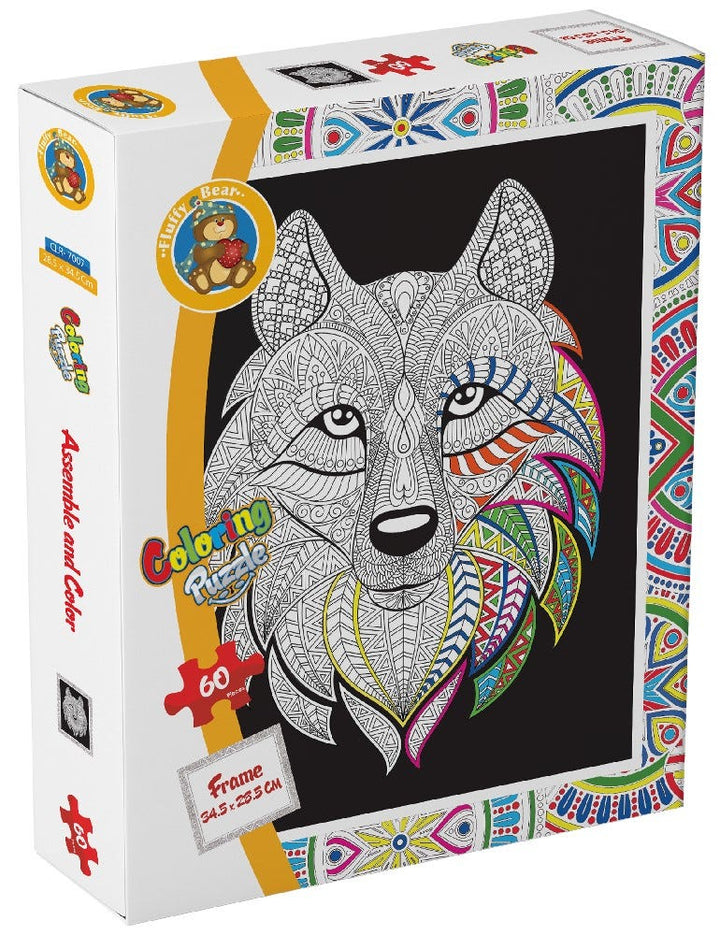 Fluffy Bear Wolf Coloring Puzzle - 60 Pieces