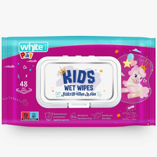 White Kids Wet Wipes | 48 Wipes | Random Shapes
