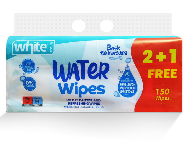 White Water Wipes | Pack Of 3 | 150 Wipes