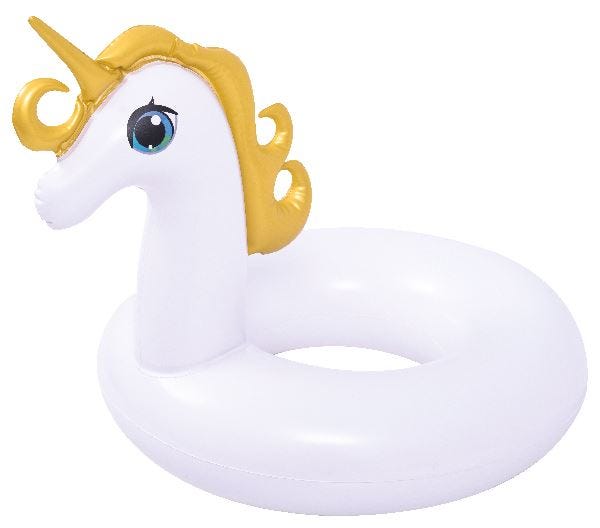 SunClub Gold Unicorn Inflatable Ring - White