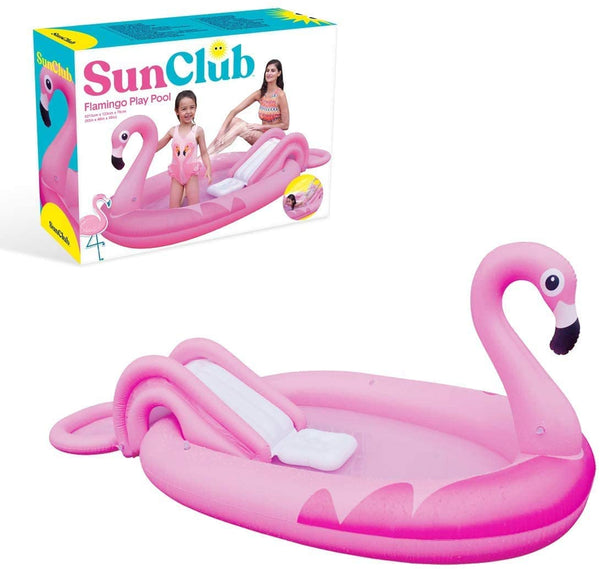 SunClub Flamingo Inflatable Play Pool with Slide - Pink