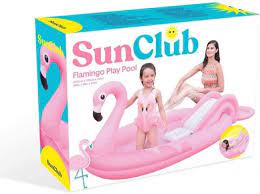SunClub Flamingo Inflatable Play Pool with Slide - Pink