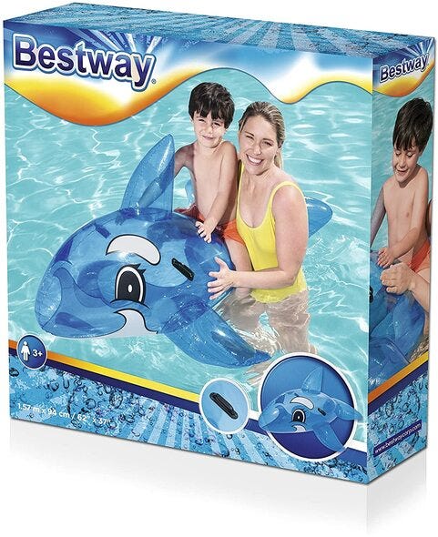 Bestway Transparent Whale Rider Float for Kids - Blue