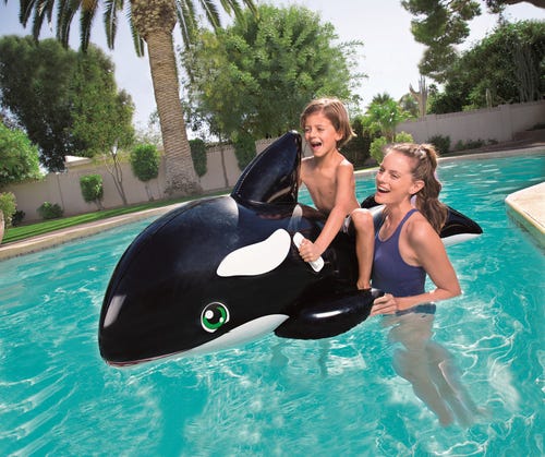 Bestway Jumbo Whale Rider Float for Kids - Black and White