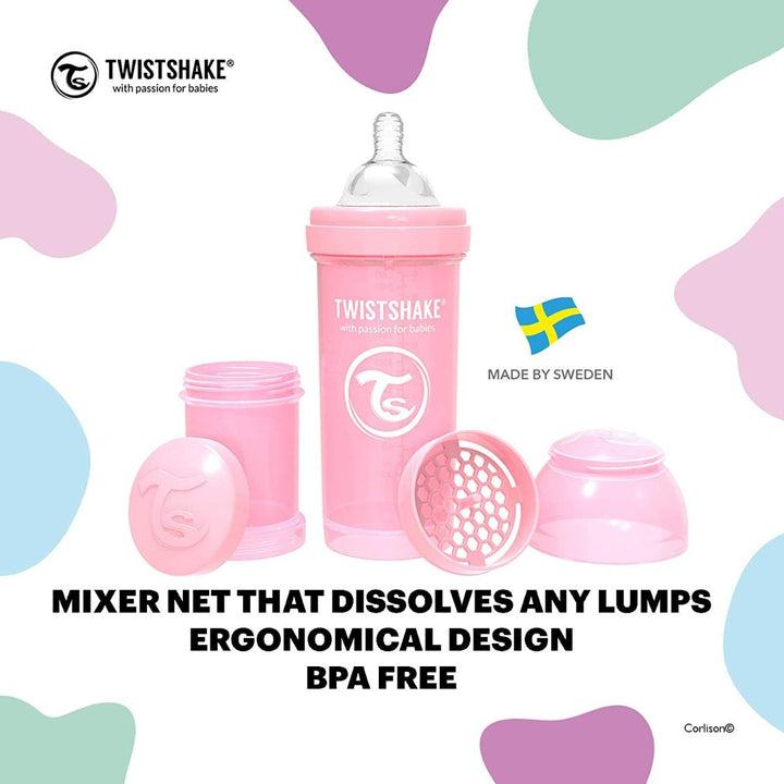 Twistshake Anti-Colic Feeding Bottle|2+ Months|260 ml|Pink