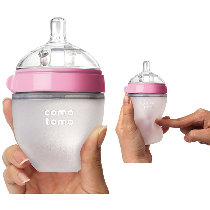 Comotomo Natural Feel Slow Flow Silicone Baby Bottle, 0+ Months, 150 ml - Pink