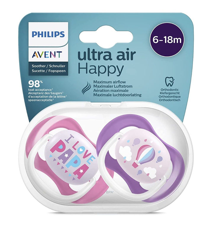Philips Avent I Love Papa Orthodontic Pacifier 6-18 Months - 2 Pieces