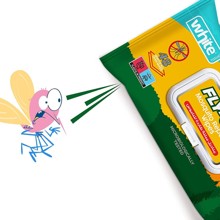 White Fly-Off Mosquito Repellent Wipes | 54 Wipes