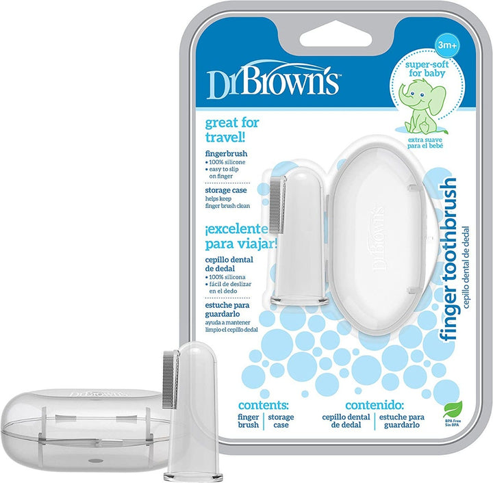 Dr. Brown's Silicone Finger Toothbrush with Case, 3+ Months - Clear