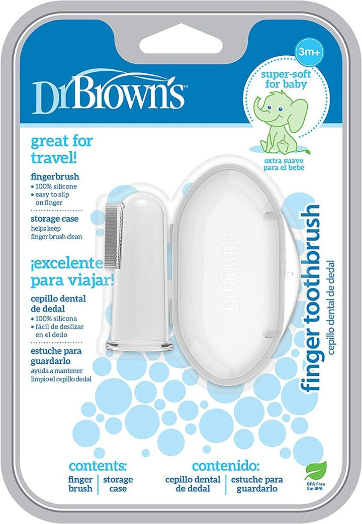 Dr. Brown's Silicone Finger Toothbrush with Case, 3+ Months - Clear