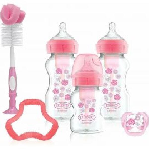 Dr Brown's Options+ Anti-Colic Feeding Bottle Gift Set 6 Pieces - Pink