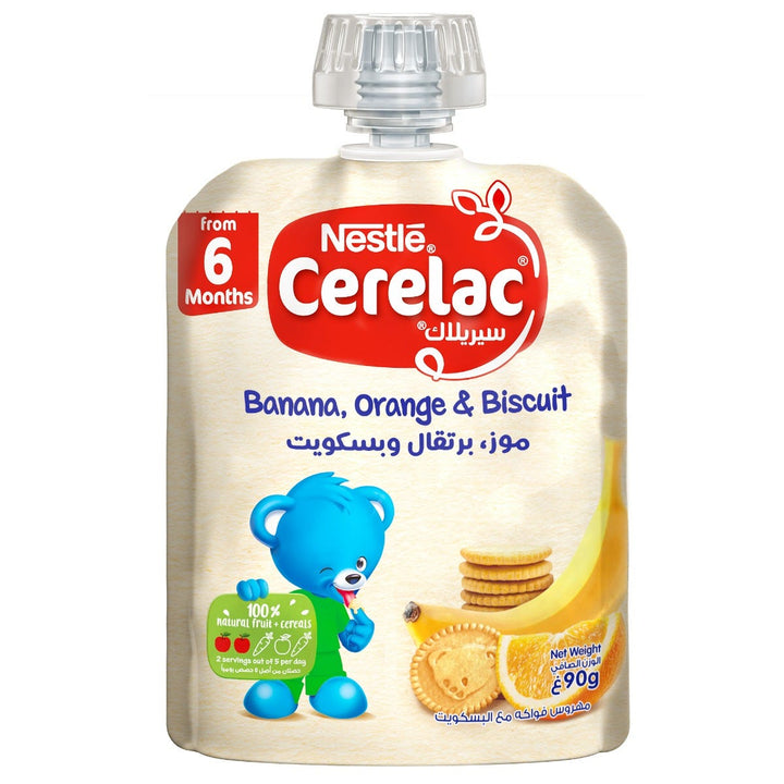 Cerelac Banana and Orange Biscuits Puree Pouch - 6+ Months - 90 gm