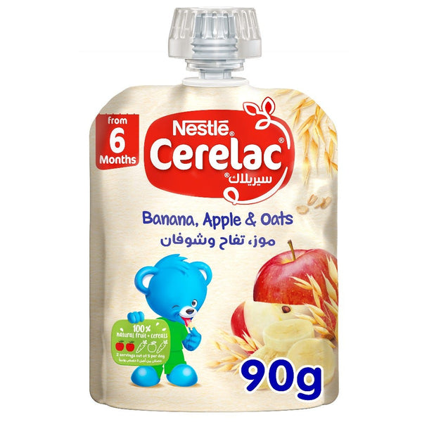 Cerelac Banana Apple and Oat Puree Pouch - 6+ Months - 90 gm