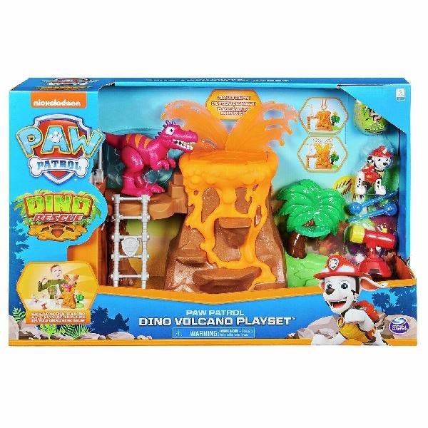 PAW Patrol Dino Rescue Volcano Playset with Zipline and 3 Exclusive Figures