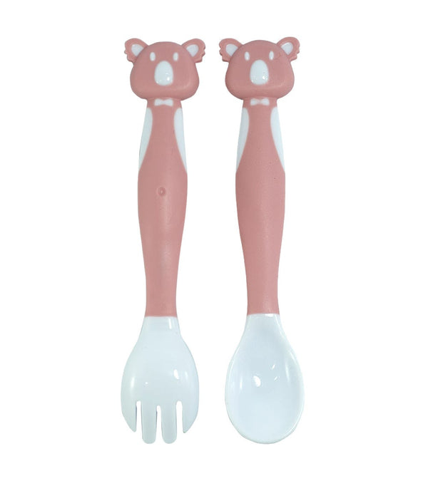 Safari Baby Flexible Spoon & Fork Set | Pink