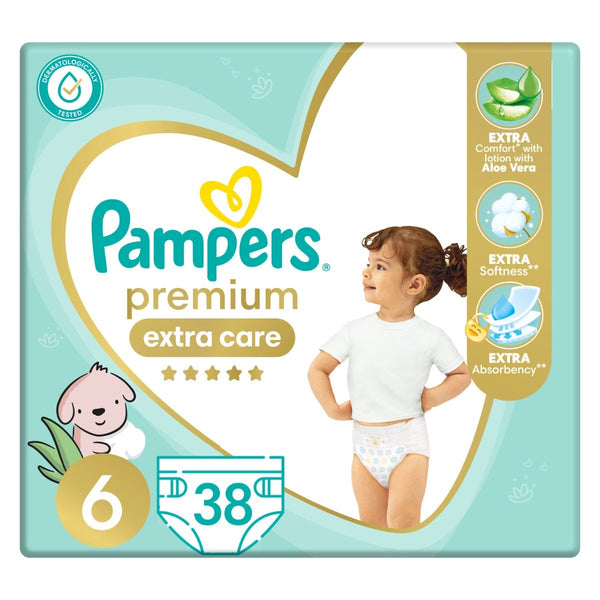 Pampers Premium Extra Care Diapers - Size 6 - 38 Diapers