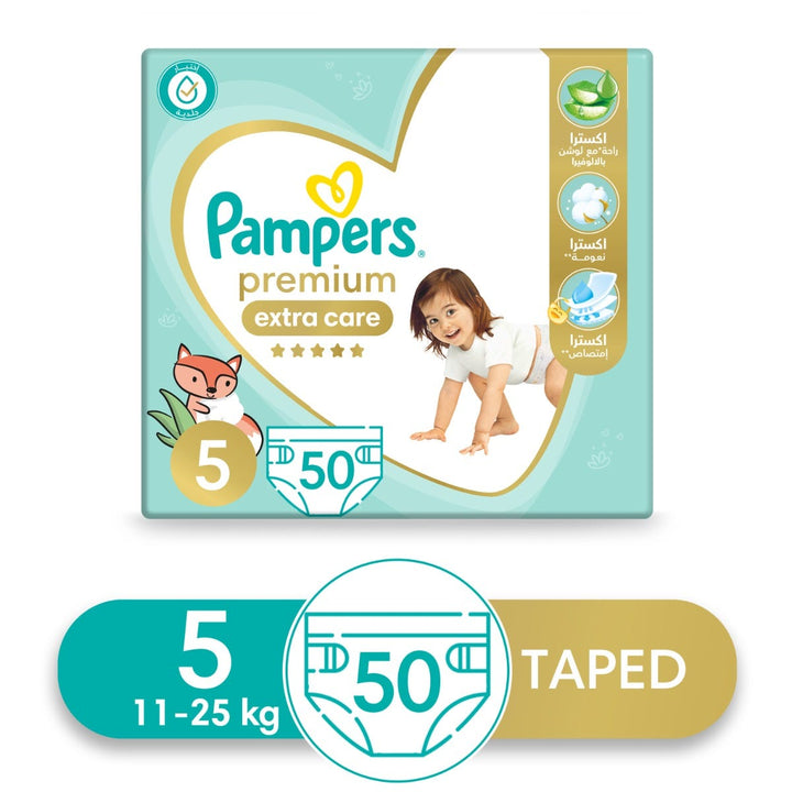 Pampers Premium Extra Care Size 5 Diapers|11-25 kg|50 Diapers