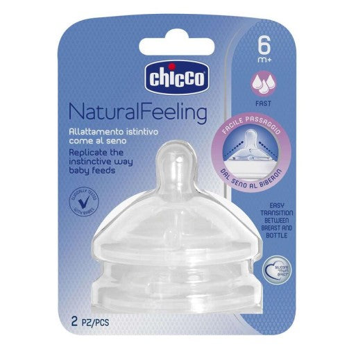 Chicco Natural Feeling Teat 6M+ Fast Flow 2 Pcs