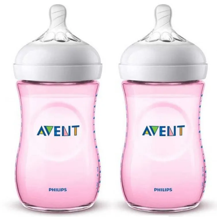 Philips Avent Natural Baby Bottle - 260 ml - 2 Pieces - Pink