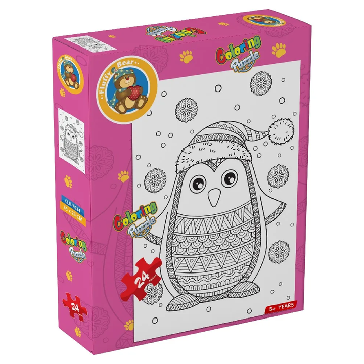 Fluffy Bear Penguin Coloring Puzzle - 24 Pieces