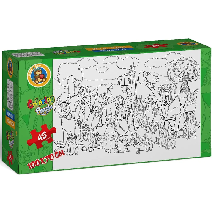 Fluffy Bear Dogs Jumbo Coloring Puzzle - 48 Pieces