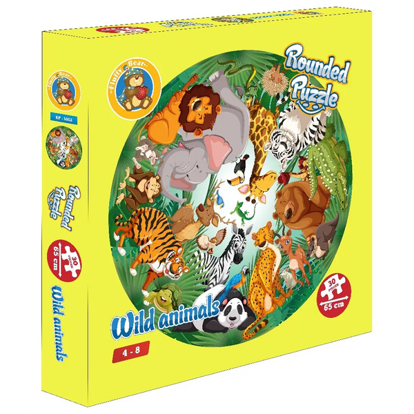 Fluffy Bear Wild Animals Rounded Puzzle - 30 Pieces