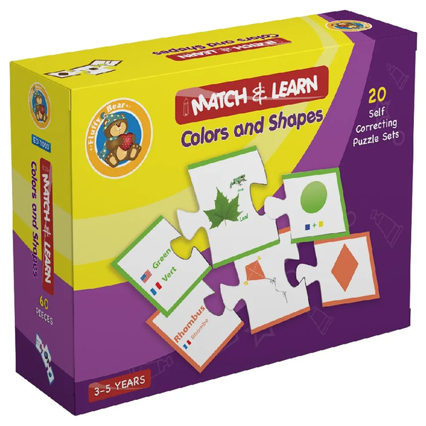 Fluffy Bear Colors and Shapes, 20 Puzzle Sets - 60 Pieces