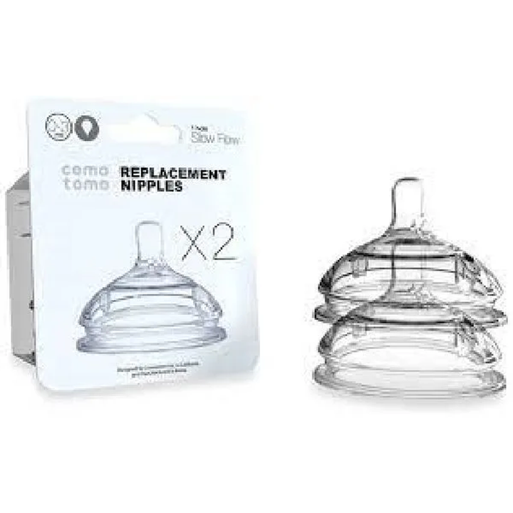 Comotomo Natural Feel Slow Flow Silicone Teat, 0-3 Months - 2 Pieces