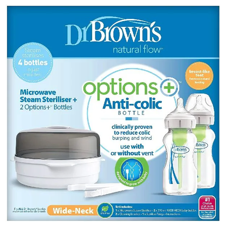 Dr. Brown's Options+ Microwave Sterilizer with 2 Bottles - 270 ml