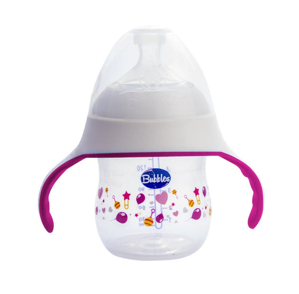 Bubbles Natural Feeding Bottle With Hand | 150ml | Rose