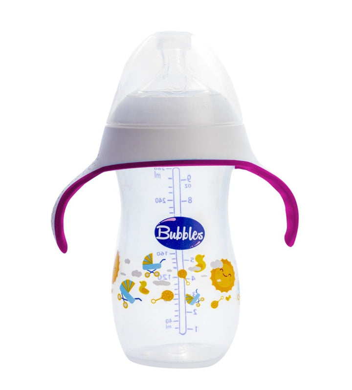 Bubbles Natural Feeding Bottle With Hand | 280ml | Rose
