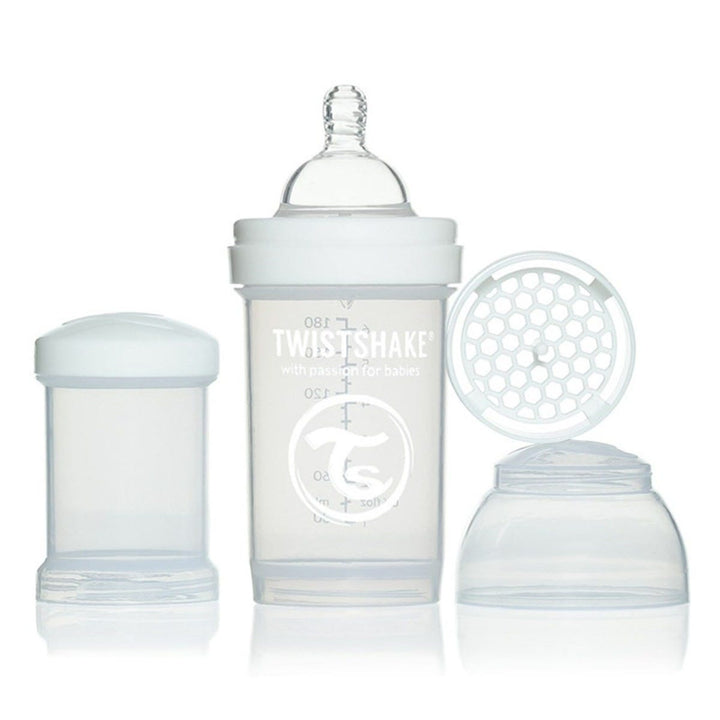 Twistshake Anti-Colic Feeding Bottle, 0+ Month -180 ml - White
