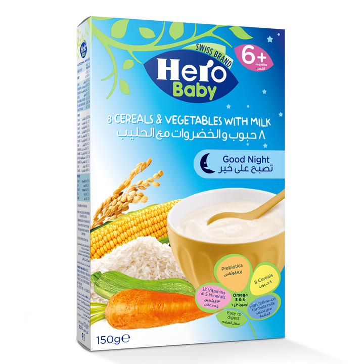 Hero Baby 8 Cereals and Vegetable with Milk|6+ Months|150 gm