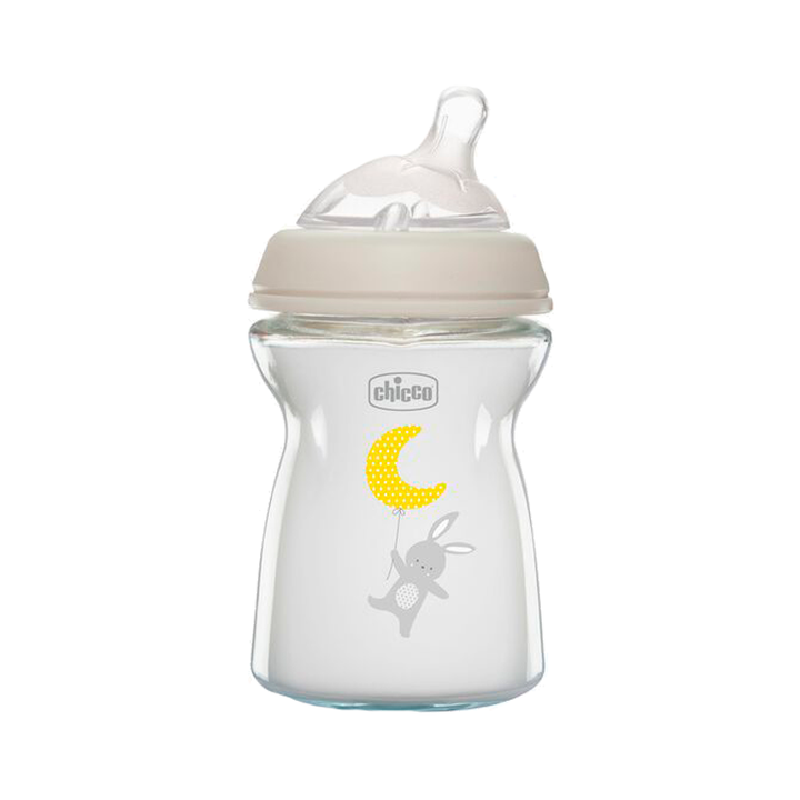 Chicco Natural Feeling Glass Bottle 0 Month | Grey | 250ml