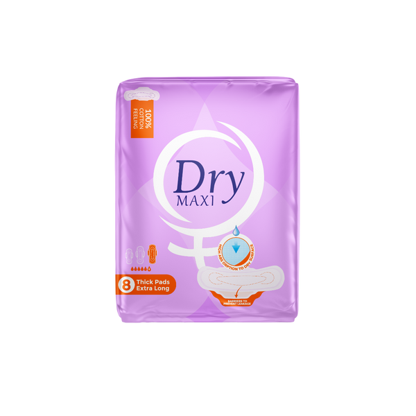 Dry Maxi Thick Extra Long Sanitary Pads with Wings | 8 Pads