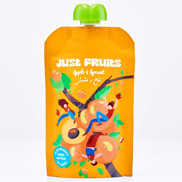 Just Fruits Apple and Apricot Puree Pouch Snack - 110 gm