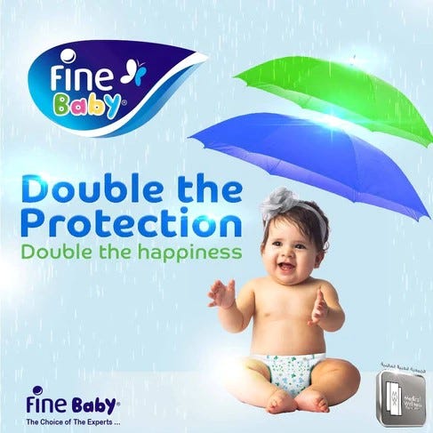 Fine Baby Double Lock Size 4 Large Diapers - 7-14 KG - 32 Diapers