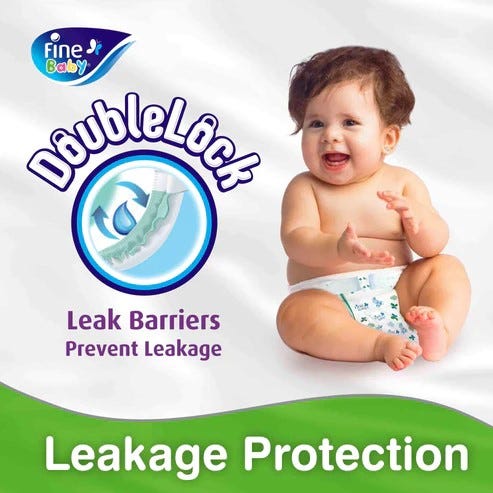 Fine Baby Double Lock Size 2 Small Diapers - 3-6 KG - 58 Diapers