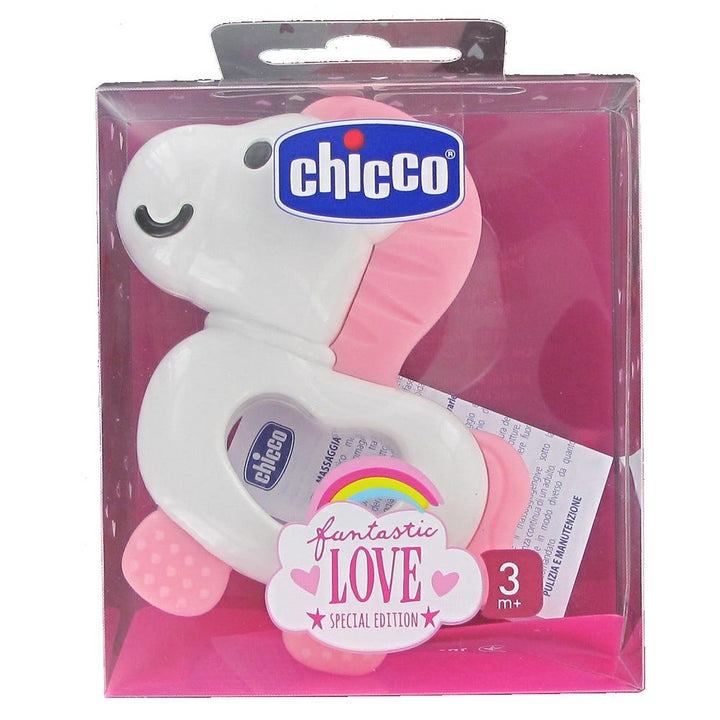Chicco Fantastic Love Unicorn Baby Teether, 6+ Months - White and Pink