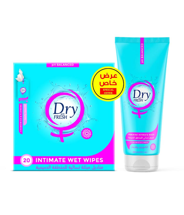 Dry Fresh Chamomile & Flowers Feminine Wash + Wipes | Bundle