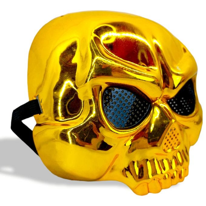 Skull Halloween Masquerade Full Face Mask - Gold